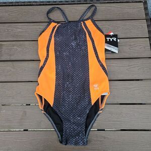TYR  Viper Diamond Durafast ELITE Women 1 Piece Swimsuit Orange Size: 34 New